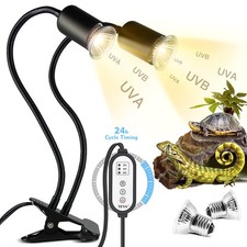 TFNN Reptile Heat Lamp, Double-Head Heat Lamp with Clamp, UVA UVB Reptile Lig...