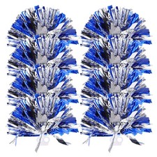 8 Pcs Blue and Silver Pom Poms Cheerleading Cheering Props Hand Flowers