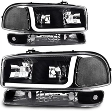 PIT66 LED DRL BAR Headlight Assembly Compatible with 1999-2007 GMC Sierra