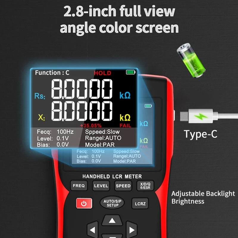 ZOYI ZT-DQ02 Handheld LCR Meter with Battery Internal Resistance Tester Full Kit - Image 4 of 4
