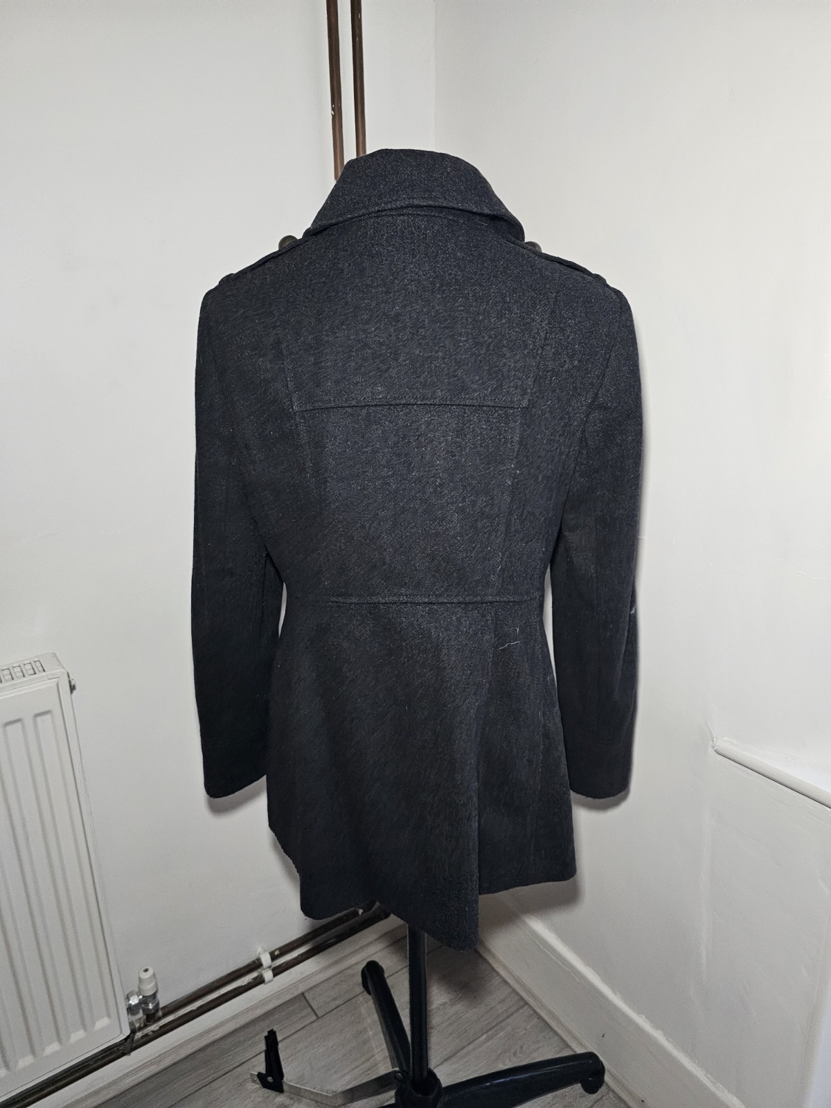 BHS Grey Luxury Wool Blend Double Breasted Pea Coat Size 14 image 3