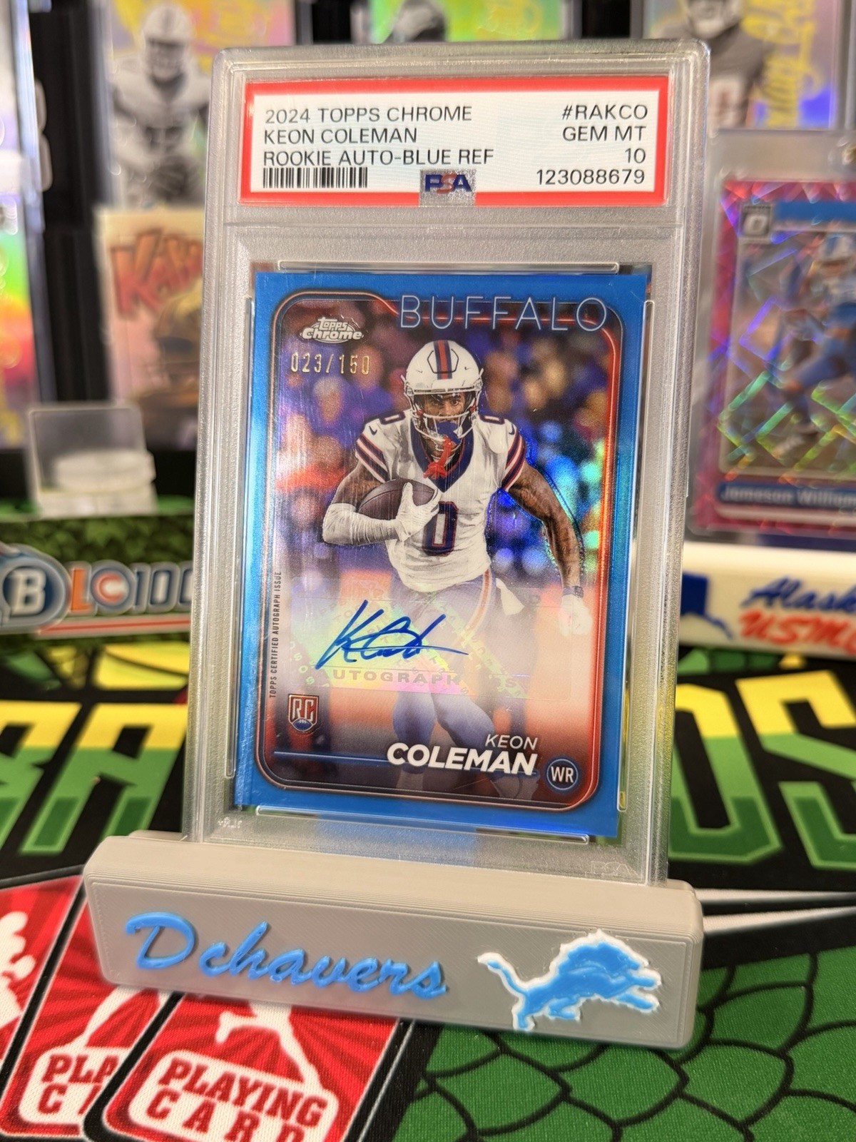 KEON COLEMAN RC Auto /150 2024 TOPPS CHROME BLUE Color Match Bills PSA 10 Gem