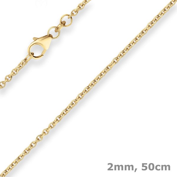 2Mm Rund-Ankerkette Goldkette Collier Halskette Aus 333 Gold Gelbgold 50Cm-image