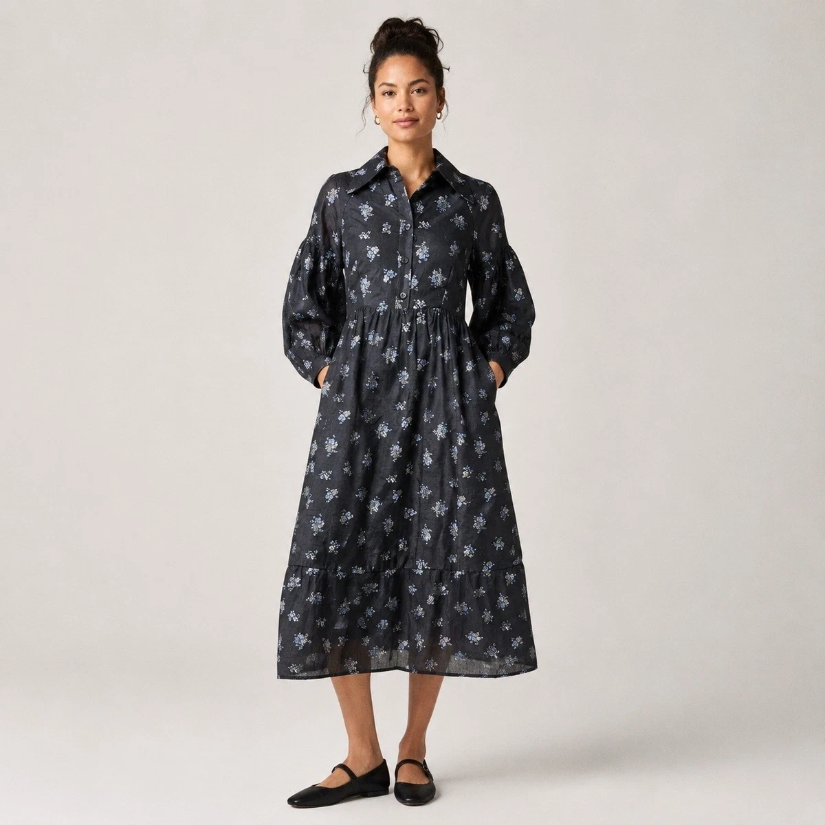 asos retro dress Reclaimed Vintage Denim Shirt Long Sleeve Mini Dress in mid blue