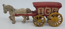 Vintage Cast Iron Toy Horse Drawn Ice Carriage Wagon Antique Estate Cleanout 