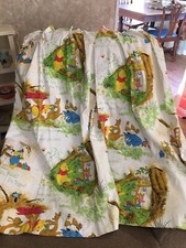 Vintage Curtain Panels Winnie The Pooh  Friends Pleated Sears Roebuck 25" x 44"