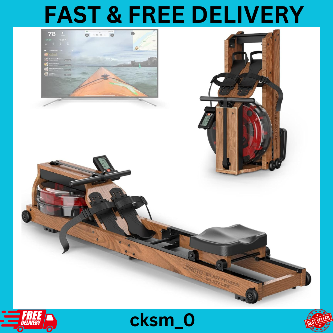 JOROTO Water Rowing Machine for Home Use, Oak Wood Foldable Rower