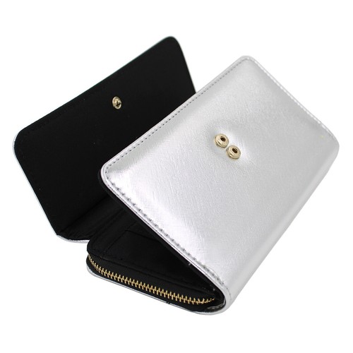 Premium Saffiano Vegan PU Leather Flap Wallet Zip Around Clutch Phone Organizer - Picture 32 of 35
