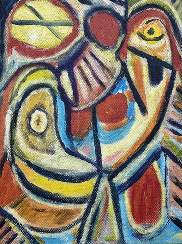 Oil Painting Abstract Figurenkomposition Danish mid-Century Vintage Sixties - Picture 2 of 12
