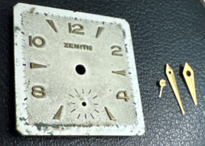 Zenith 88.8 Zifferblatt mm19x19 und Dauphine Zeiger Set vergoldet Vintage swiss