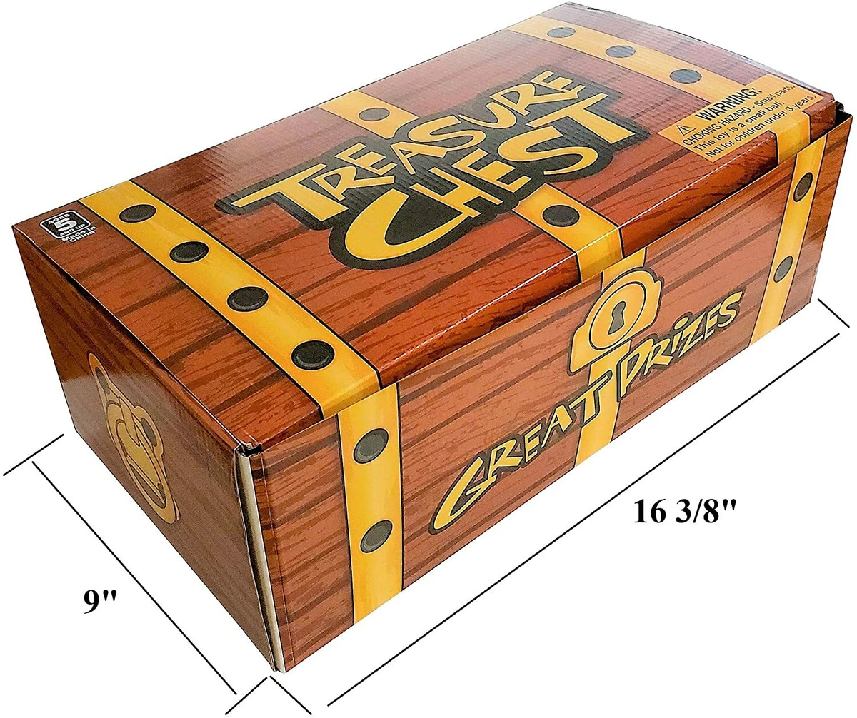 Treasure Chest Box (16 x 9) Cardboard. Brown and Gold.