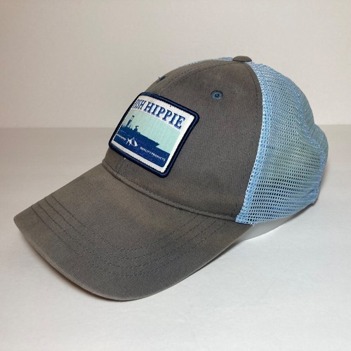 Gorra de Camionero FISH HIPPIE Gris Azul Malla Gorra de Pesca Snapback Algodón - Imagen 4 de 7