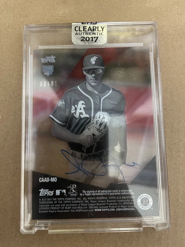 2017 TOPPS MATT OLSON RC ATLANTA BRAVES CLEARLY AUTHENTIC AUTO ENCASED RED #/50 - Image 2 of 4