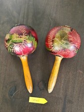 Vintage Set of Wooden Maraca's Small Pair 