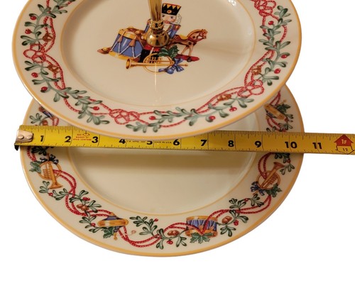 Christmas Nutcracker 2-Tiered Serving Tray Plates Block Spal Whimsy Portugal 90s - Picture 10 of 12