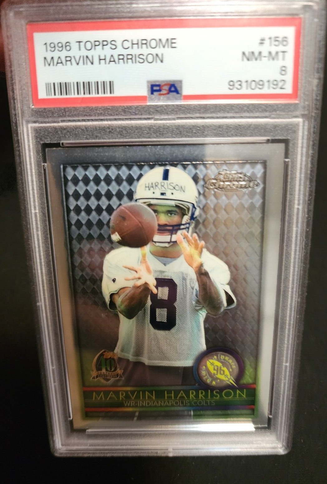 1996 TOPPS CHROME MARVIN HARRISON ROOKIE CARD RC #156 PSA 8