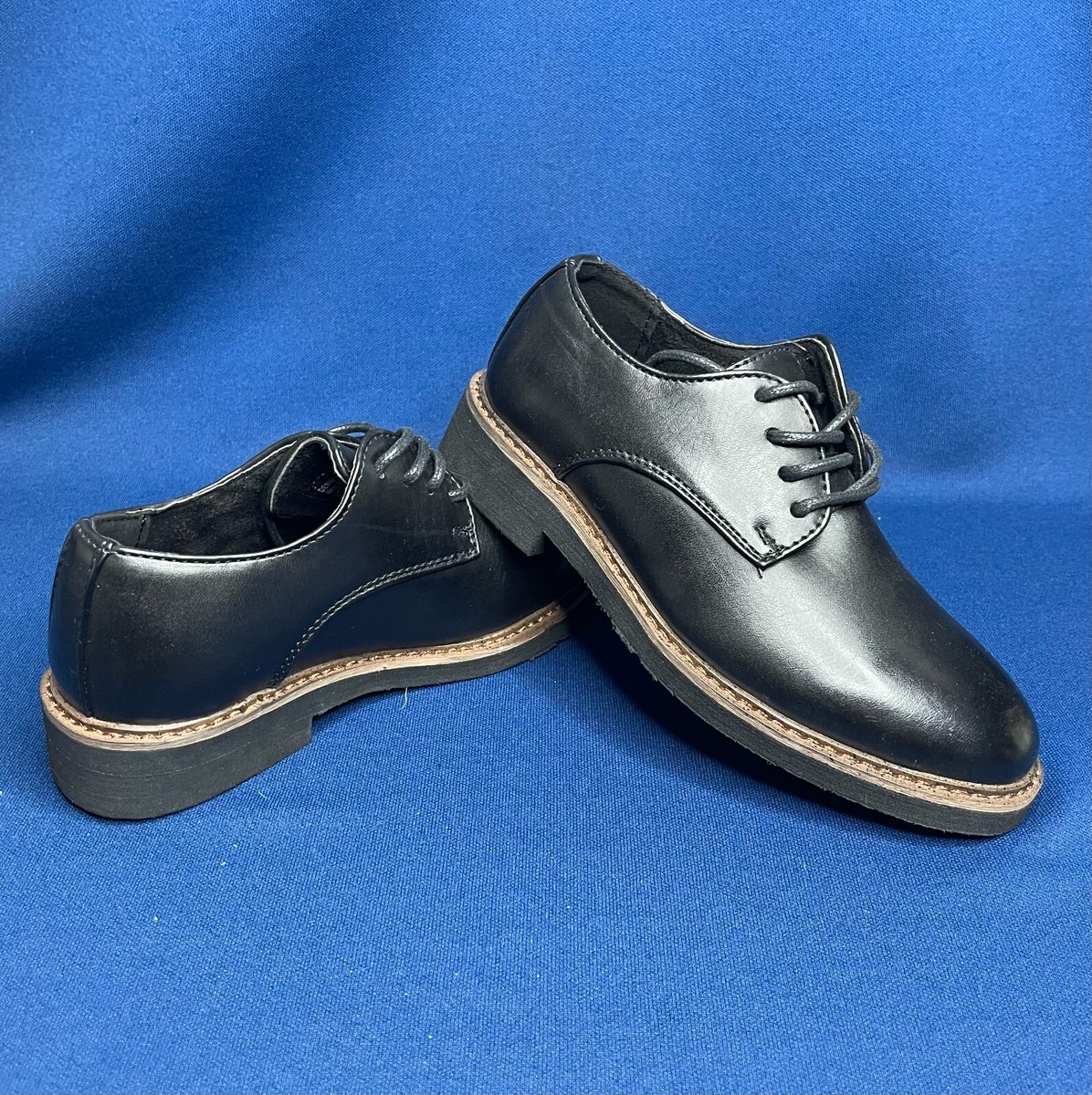 Deer Stags Kids Boys Black Denny Faux Leather Oxford Dress Shoe US