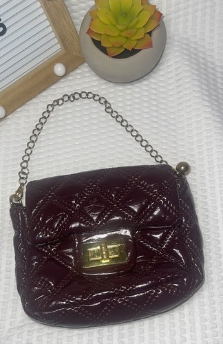 CuTe! Big Buddha Purse Handbag Quilted Maroon Fabric Chain Rare