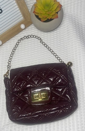 CuTe! Big Buddha Purse Handbag Quilted Maroon Fabric Chain Rare - Afbeelding 1 van 6