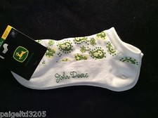 John Deere Women's / Girl's Ankle Socks Sz 4-10 White 2 Pairs