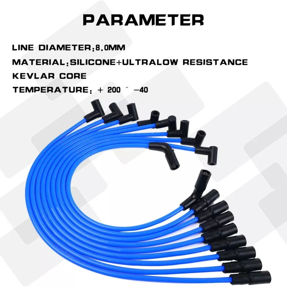 Cables de bujía de 8 mm para GMC Chevy C1500 C2500 C3500 5,7 L 5,0 L V8 1996 1997-1999 Foto 3 de 4