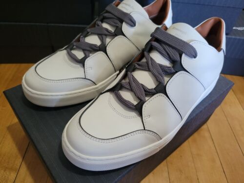 Ermenegildo Zegna Men's Tiziano in White Calfskin Leather Low-Top Sneakers. US 7 - Picture 2 of 9
