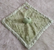 Kidsline Green Smile Frog Plush Security Blanket Lovey 13" Satin Trim & Backing