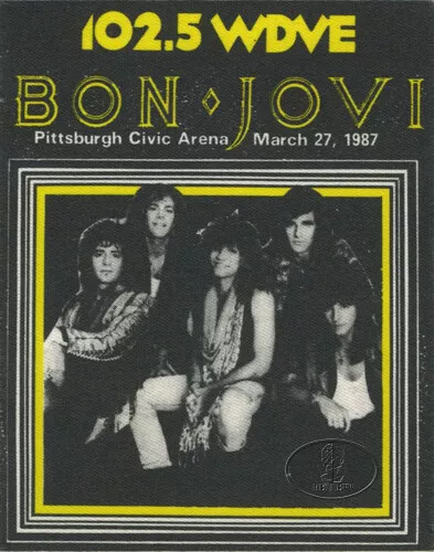 BON JOVI 1987 RADIO PROMOCIÓN BACKSTAGE PASS Pittsburgh - Imagen 1 de 1