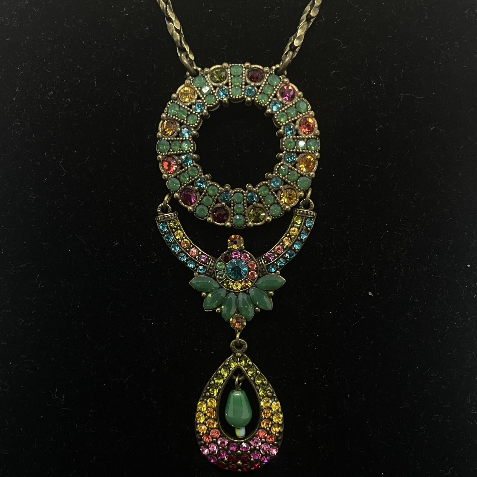 Michal Negrin Elegant Crystal Evening Necklace Pendant Made in Israel-image