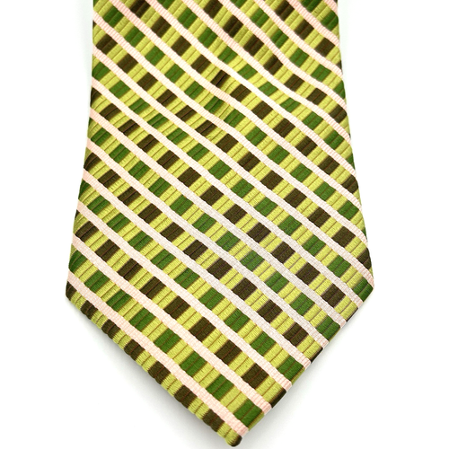 Stacy Adams Sign Gold 100% Silk Hand Made Mens Necktie Green Tonal Stripe 4W 60L - Picture 2 of 8