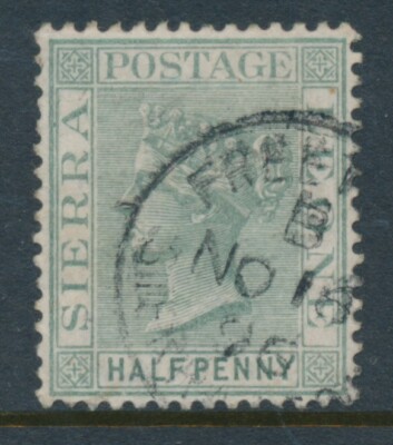 Sierra Leone SG 27 Dull Green 1884 Half Penny ½d WMK Crown CA Used QV ...