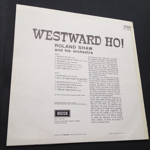 Roland Shaw WESTWARD HO Film TV Soundtrack LP High Noon Red River Big Country EX - Picture 6 of 12