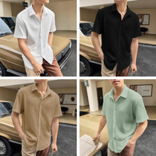 Men Casual Short Sleeve Button Down Shirts Summer Beach Tops Dress Shirts Gift