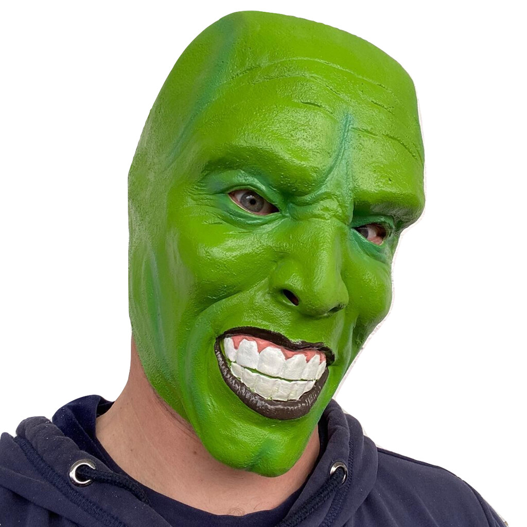 The mask' Green Latex Mask Jim Carrey Movie Fancy Dress Loki