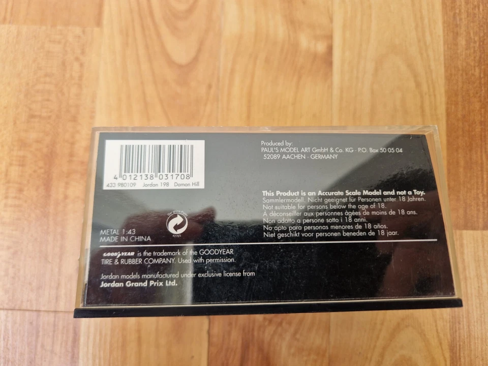 MINICHAMPS 1/43 Jordan 198 Damon Collina Tedesco Gp 1998 Pressofuso F1 Auto - Immagine 4 di 4