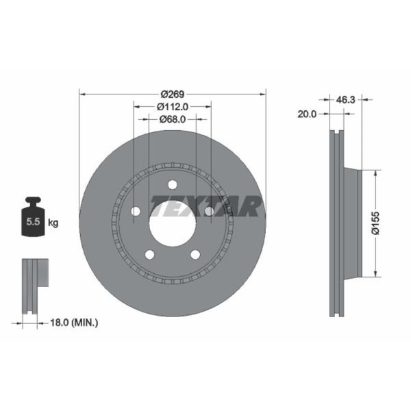 Textar 2X Bremsscheibe Hinten Ø269 Mm AußEnbelüFtet FüR Audi A8 4D2 4D8 4.2-image
