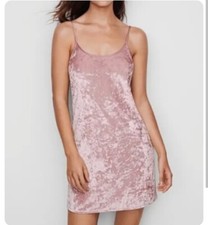 Victoria's Secret Crushed Velvet Slip Nightie Gown M/L Dusty Pink Intimate Sleep