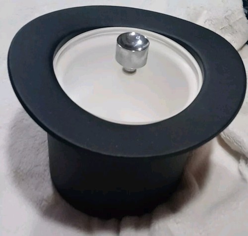 Black Top Hat Ice Bucket 3qt.  w/Black Band & Lucite Cover Great Shape