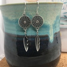 2  Silver-tone Earring Set Boho Retro Beaded Dangle Hook New Free Ship 3918