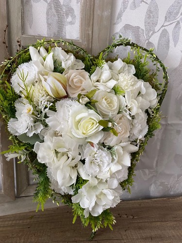 grosses Grabherz Grabdeko künstliche Rosen Gedenktag - Bild 8 von 13