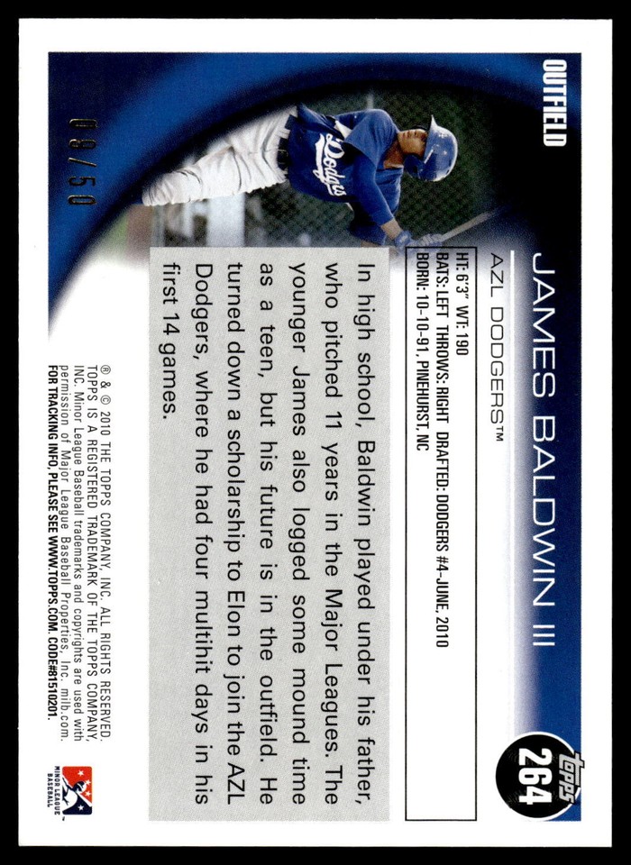 2010 Topps Pro Debut #264 James Baldwin III Gold SN Card | eBay