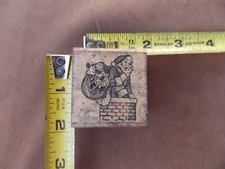 1 3/4 x 1 5/8" Santa Going Down Chimney Rubber Stamp Rubber Stampede