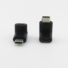 1pc Type C USB 3.1 Male to USB-C Female Extension Data Right Angle Adapter Black