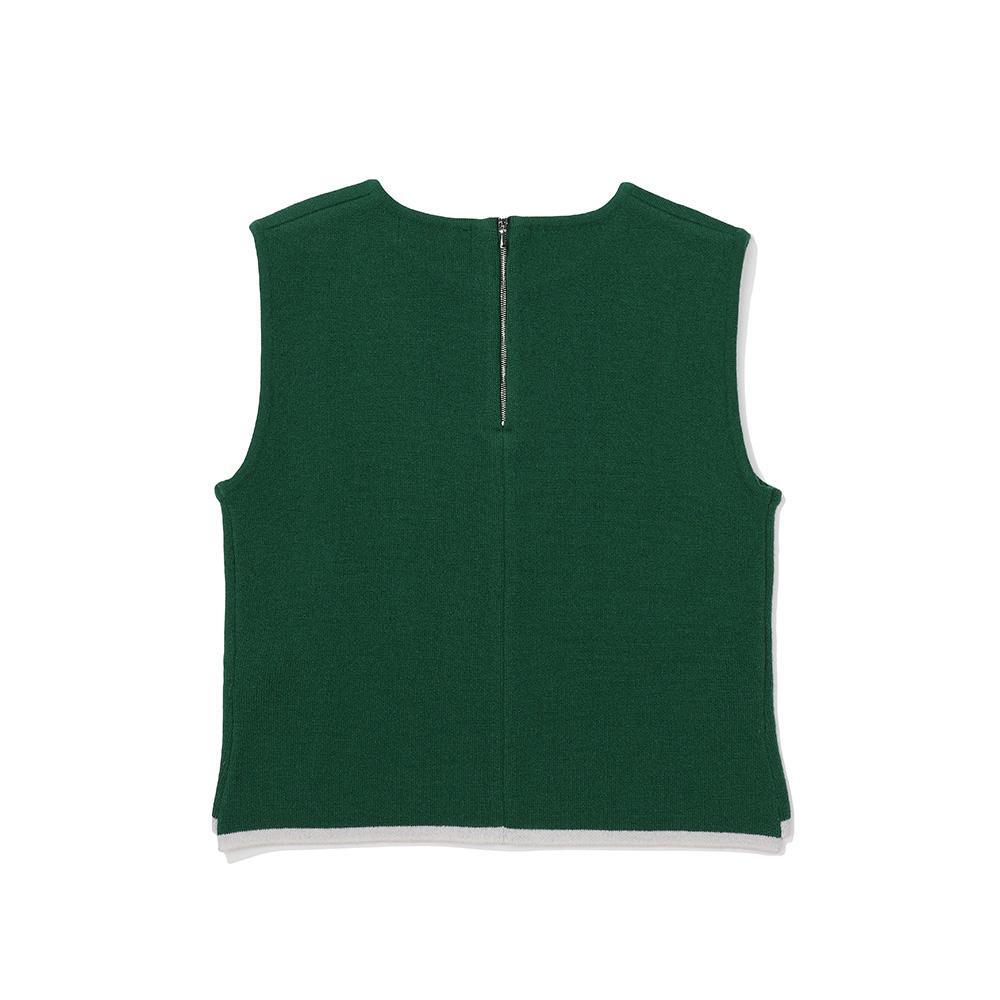 ◆Malbon Golf◆ Wide collar half-zip sleeveless GREEN WOMAN Genuine Malbon Golf Wool Hairy Sleeveless Knit GREEN (WOMAN
