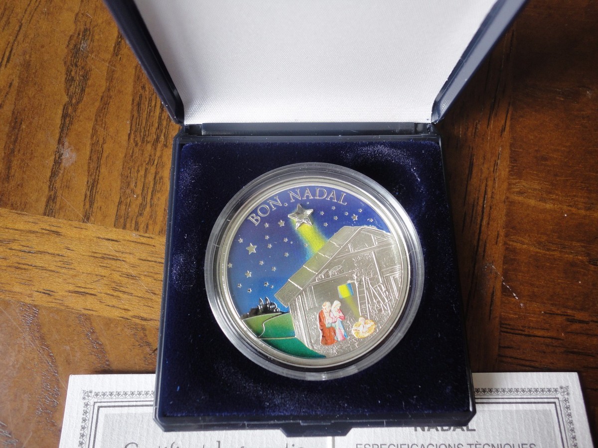 2011 Andorra 5 Diners 25g Sterling Silver Coin Merry Christmas Bon