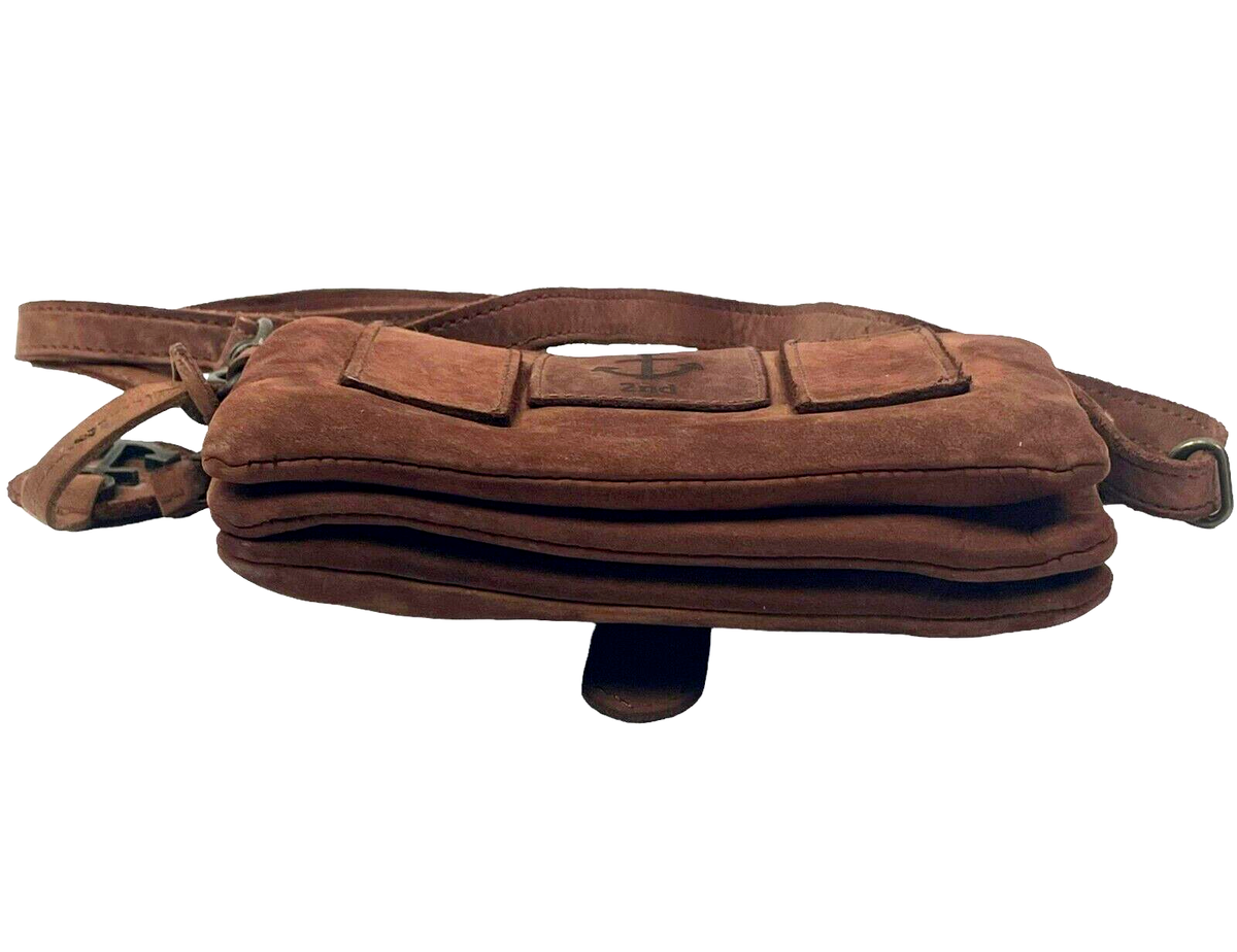 HARBOUR 2nd Cognac Suede Leather Adjust 3 Way Crossbody Clutch