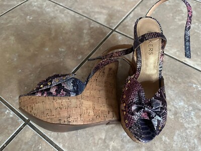 Bakers Ultra High Platform Sandals Bow Animal Print