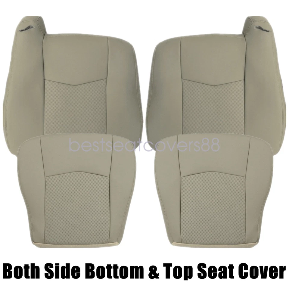 Cubierta de asiento de cuero Perf para parte inferior delantera y trasera inclinada bronceada para Cadillac SRX 2004-2009 Foto 2 de 4