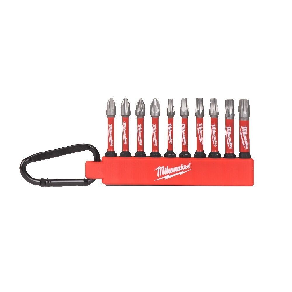 Milwaukee Screwdriver Bits Shockwave Carabiner Bit Holder KeyRing Mixed PZ TX PH