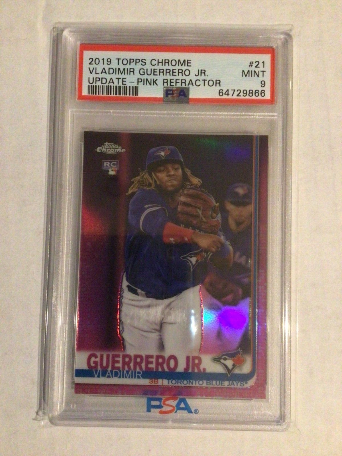 2019 Topps Chrome Update Pink Refractor Vladimir Guerrero Jr PSA 9 MINT RC #21